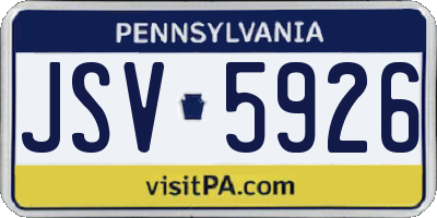 PA license plate JSV5926