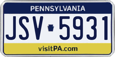 PA license plate JSV5931