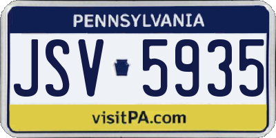 PA license plate JSV5935