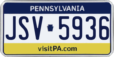 PA license plate JSV5936