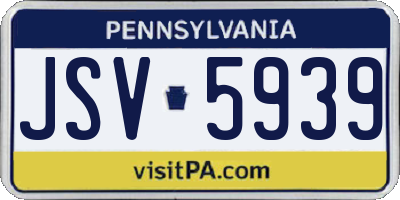 PA license plate JSV5939
