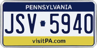 PA license plate JSV5940