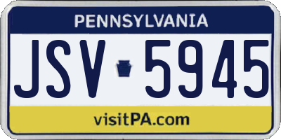 PA license plate JSV5945