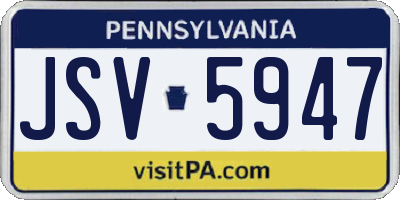 PA license plate JSV5947