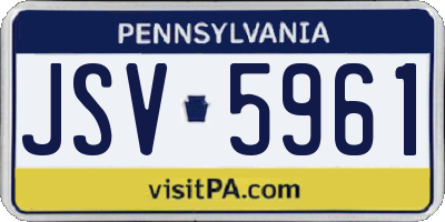 PA license plate JSV5961