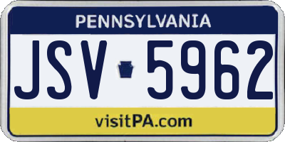 PA license plate JSV5962