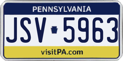 PA license plate JSV5963