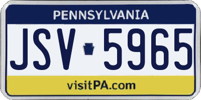 PA license plate JSV5965