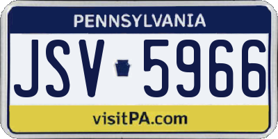 PA license plate JSV5966