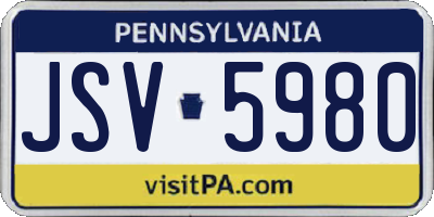 PA license plate JSV5980