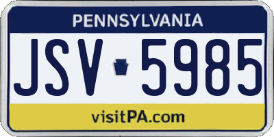 PA license plate JSV5985