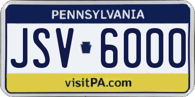 PA license plate JSV6000