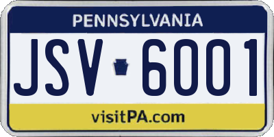 PA license plate JSV6001