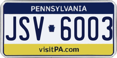 PA license plate JSV6003