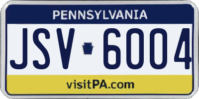PA license plate JSV6004