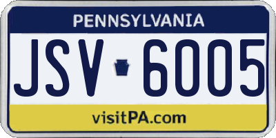 PA license plate JSV6005