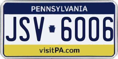 PA license plate JSV6006