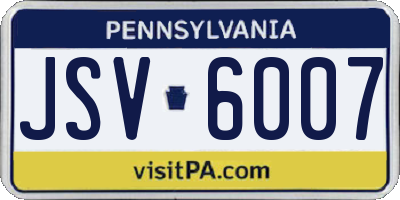 PA license plate JSV6007