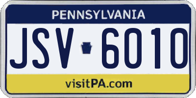 PA license plate JSV6010