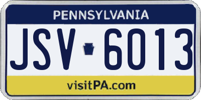 PA license plate JSV6013
