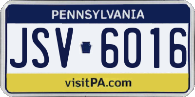 PA license plate JSV6016