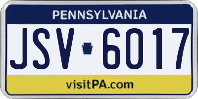 PA license plate JSV6017