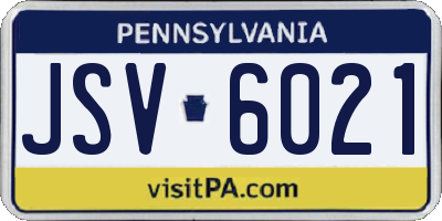 PA license plate JSV6021