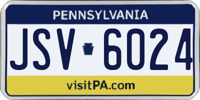 PA license plate JSV6024