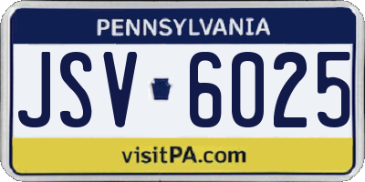 PA license plate JSV6025