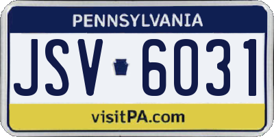 PA license plate JSV6031