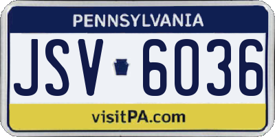 PA license plate JSV6036