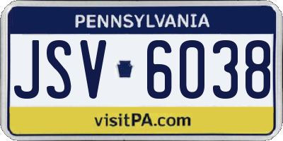 PA license plate JSV6038