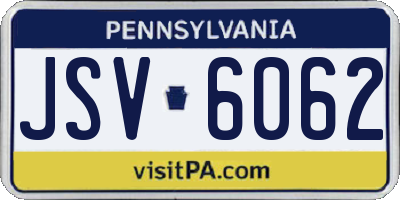 PA license plate JSV6062