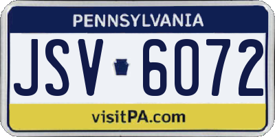 PA license plate JSV6072