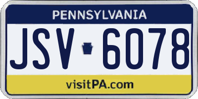 PA license plate JSV6078