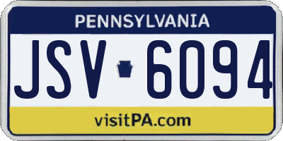 PA license plate JSV6094