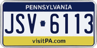 PA license plate JSV6113