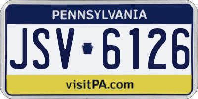 PA license plate JSV6126