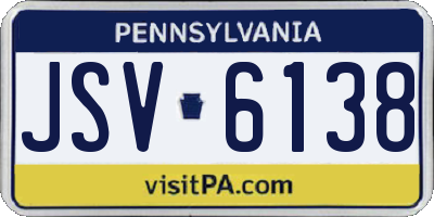 PA license plate JSV6138