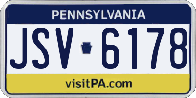 PA license plate JSV6178