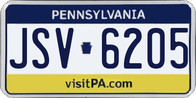 PA license plate JSV6205
