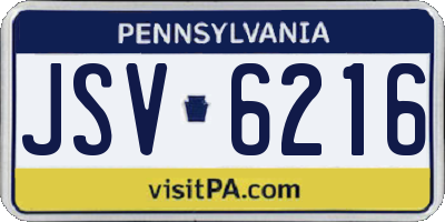 PA license plate JSV6216
