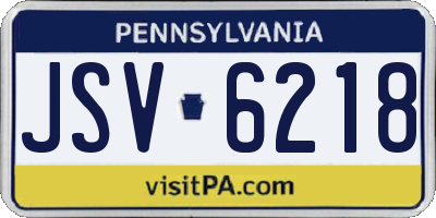 PA license plate JSV6218