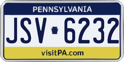 PA license plate JSV6232