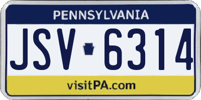 PA license plate JSV6314
