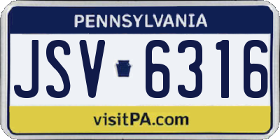 PA license plate JSV6316