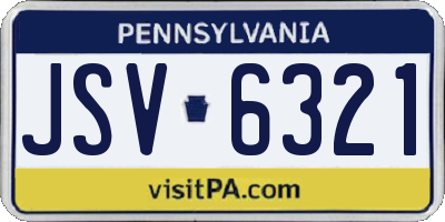 PA license plate JSV6321