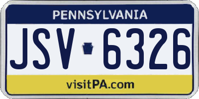 PA license plate JSV6326