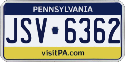 PA license plate JSV6362