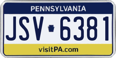 PA license plate JSV6381